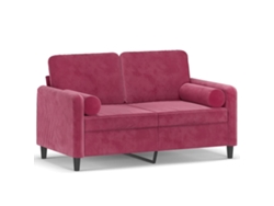 Sofá de 2 plazas con cojines terciopelo rojo tinto VIDAXL (120 cm)