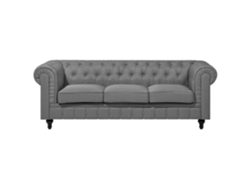 Sofá de 3 plazas BELIANI Chesterfield de Poliéster Gris 222x85x78