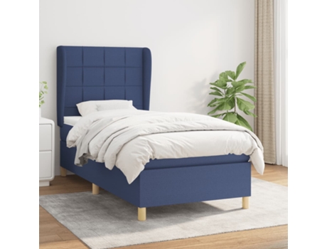 vidaXL Cama con somier y colchón 90x190 cm tela azul