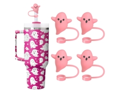 KOFIHETY Tapa Canudos de Fantasma, 4 Unidades, Silicona, Compatibles con Stanley Cup 30 40 oz, Accesorios Divertidos para Vasos