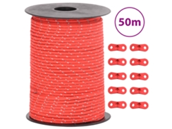 Cuerda De Vientos Con Tiras Reflectantes Y Tensores 50 M 3 Mm