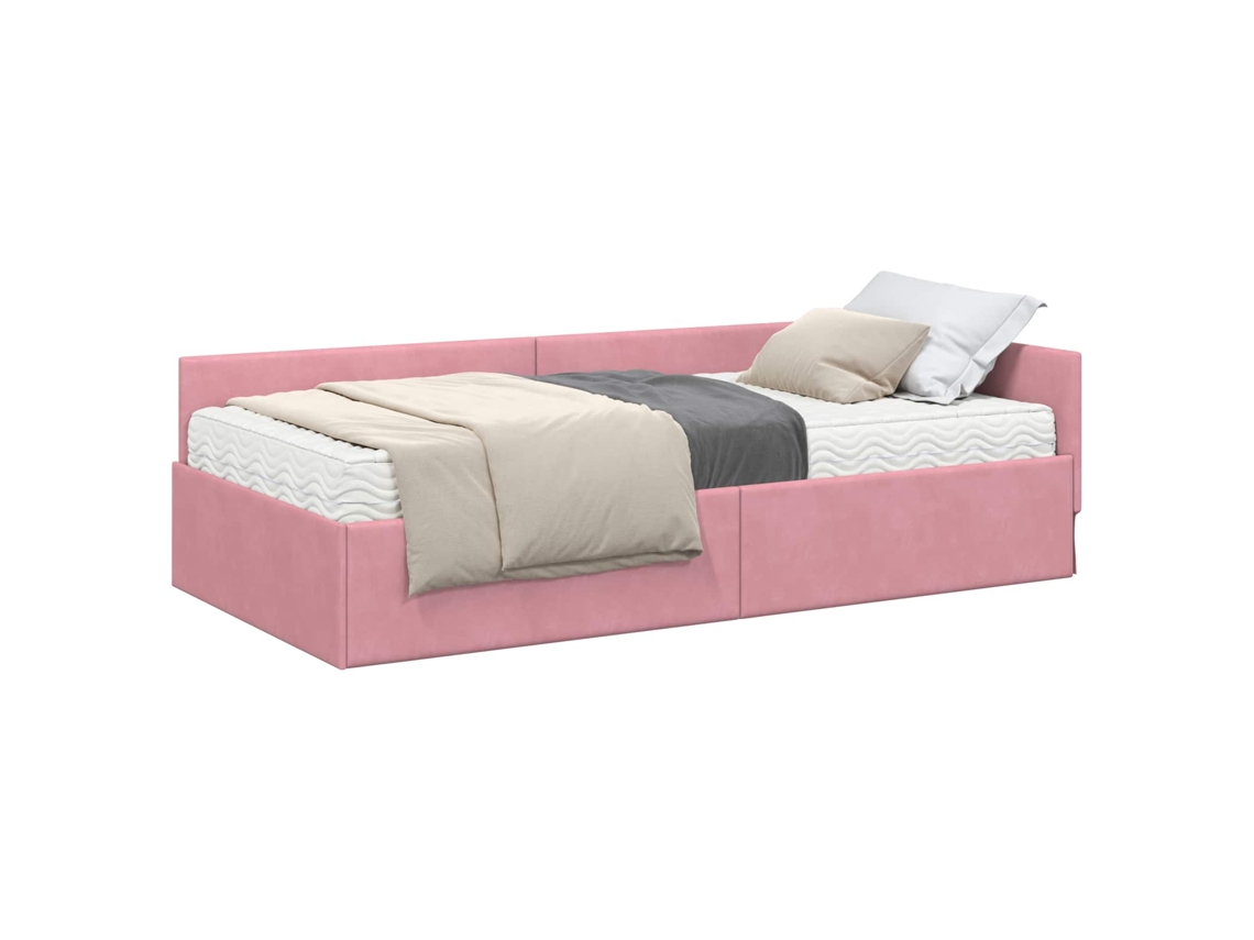 Maison Exclusive - Estructura De Cama Esquina Con Colchón 2 Pcs Gris Terciopelo