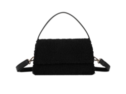 Bolso de mano de mujer Rosino Fluffy de felpa con cierre magnético, color negro, modelo GALLANTRY.