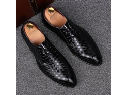 2026-zapatos De Cuero Formales Hombre Oxfords Rojos Geométricos Para Negocios Fiesta Boda Casual Ybqjoo Cuarenta Y Cuatro Negro
