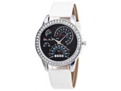 Reloj De Pulsera Redondo Zhoulianfa De Cuero Pu Con Strass Y Cuarzo (blanco)