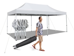 Carpa Plegable 6x3, Pergolas de Jardin UPF 50+ Ruedas & Bolsa Portátil, Cenadores para Jardin Pop-up Altura Ajustable, Montaje Facíl, ExteiorTerraza COSTWAY