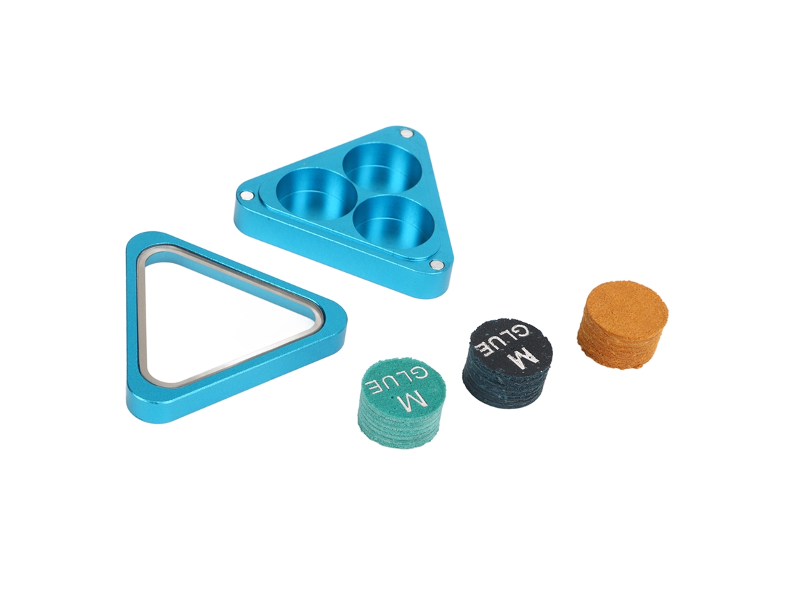 3 Puentes Para Tacos De Billar De 13 Mm Con Caja De Almacenamiento Triangular Azul Para Repuestos