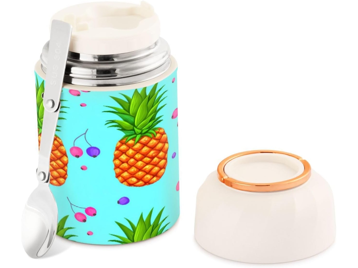 Recipiente para alimentos con forma de piña, 500 ml, acero inoxidable, a prueba de fugas | Sin marca