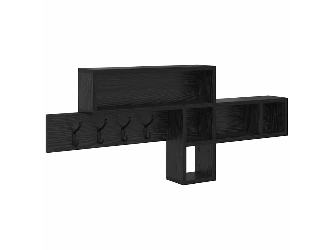 Maison Exclusive - Perchero De Pared Con Estante Roble Negro 100 X 12 X 43,5 Cm