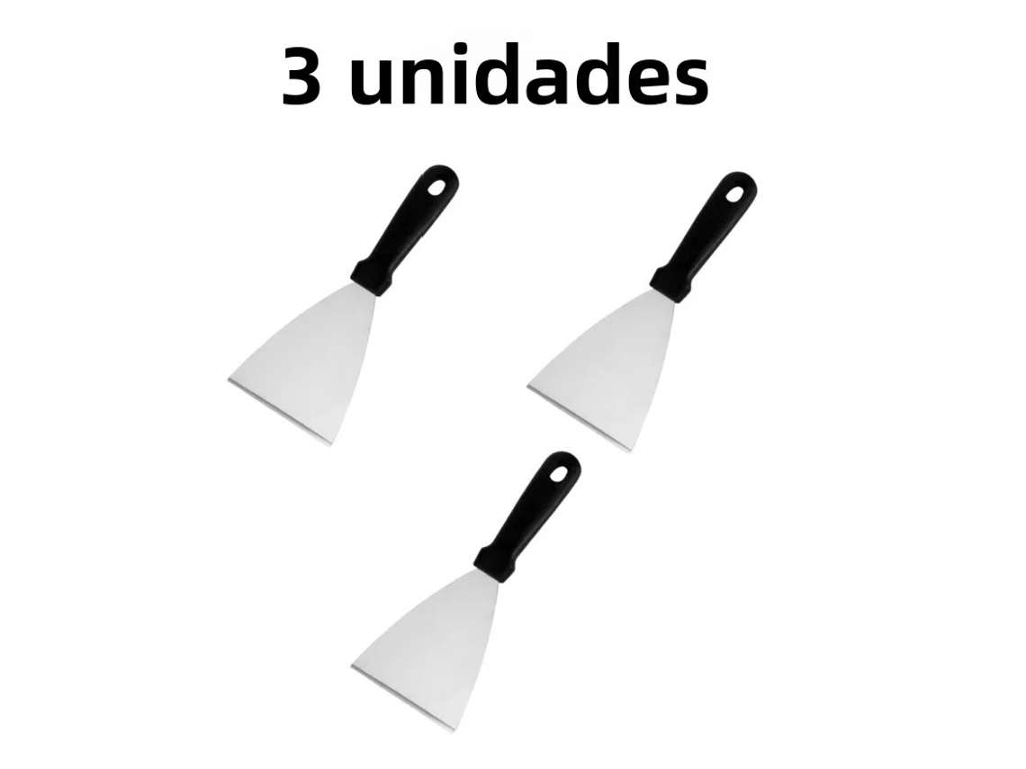 Parrilla y paleta MDUG de acero inoxidable resistente al calor para hacer hamburguesas y tortillas (tipo A, 3 piezas)