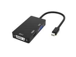 3-en-1 1080P Mini DP Display Port a HDMI DVI VGA Cable convertidor adaptador de 8 pines negro