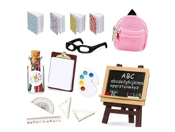 Conjunto Miniatura Materiais Escolares Mochila Acessórios Casa Boneca