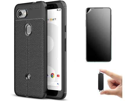Kit Carcasa, Protector Y Soporte Google Pixel 3A Ultimatte Rugged Leather Negro