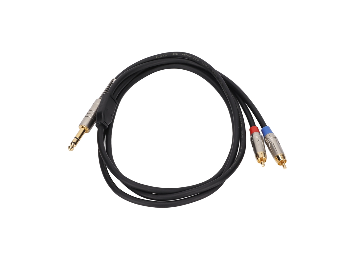 Cabo 6.35mm Trs Macho Para 2 Rca Macho Divisor Estéreo 1.8m 5.9ft Para Microfone E Equipamentos De Áudio