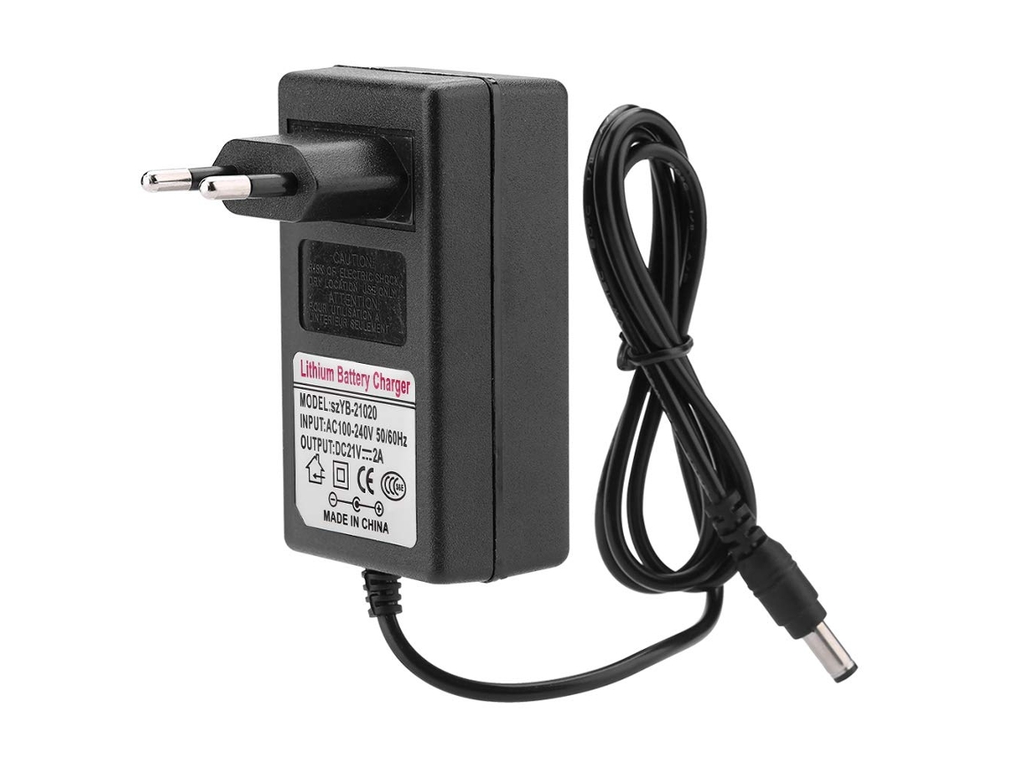 Adaptador de alimentación de batería de iones de litio, CA 100-240V DC 21V 2A Adaptador de fuente de alimentación de carga de repuesto