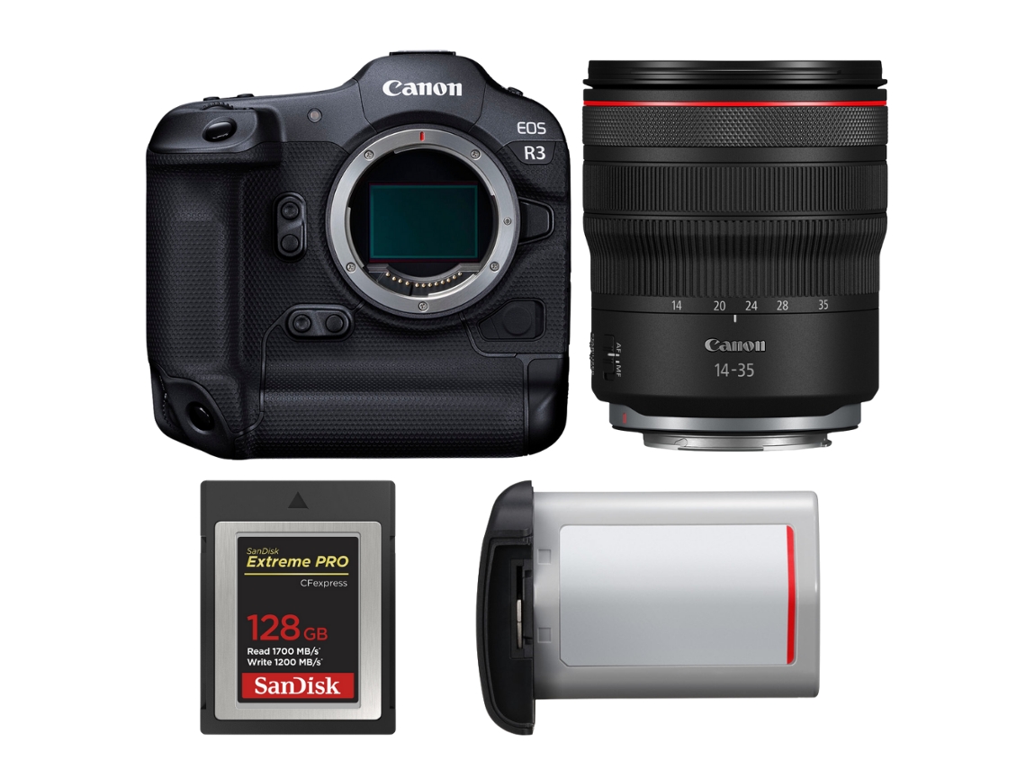 Canon Eos R3 + Rf 14-35mm F/4 L Is Usm + 1 Sandisk 128gb Extreme Pro Cfexpress Type B + Canon Lp-e19 + Ebook “20 Consejos Para Fotos Que Impactan”