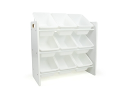 Organizador de juguetes de madera para niños con 9 cajas de almacenamiento, blanco Humble Crew