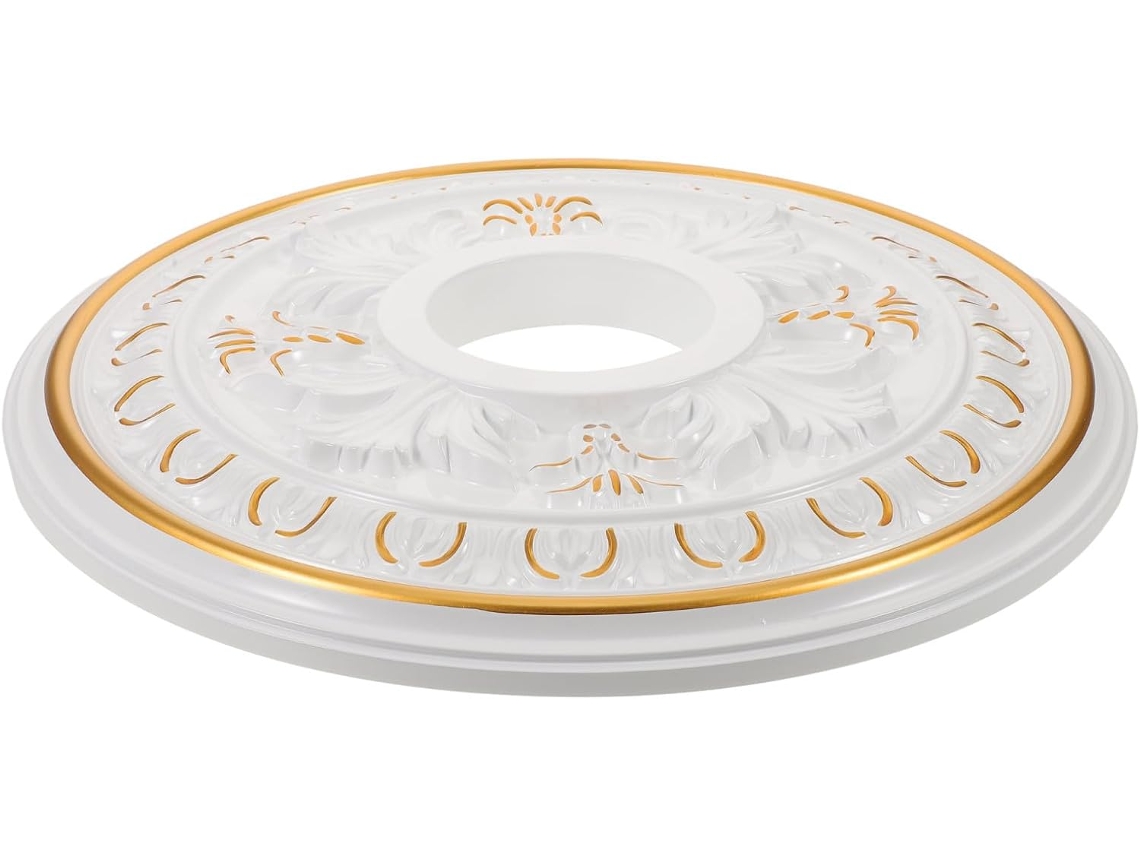 Medallón Decorativo Para Techo: Roseta Redonda Blanca – Lámparas De Techo.