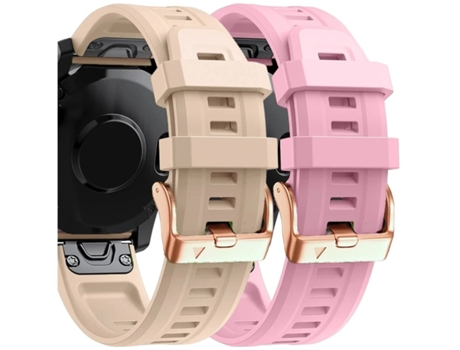 Pulsera Silicona Cierre Metálico para Garmin Fenix 6S Albaricoque y Rosa Pack 2X VEANXIN