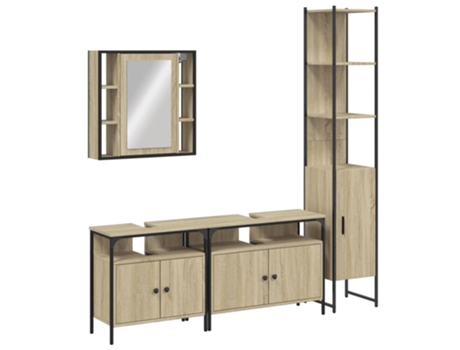 Conjunto 4 de muebles de baño VIDAXL madera ingeniería roble Sonoma