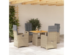 Juego de comedor de jardín de 5 piezas con cojines, mimbre sintético beige, DKD Home Decor