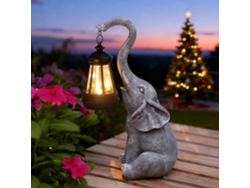 Estatuilla Elefante Gris C Linterna Solar Led A Prueba De Intemperies Para Jardín