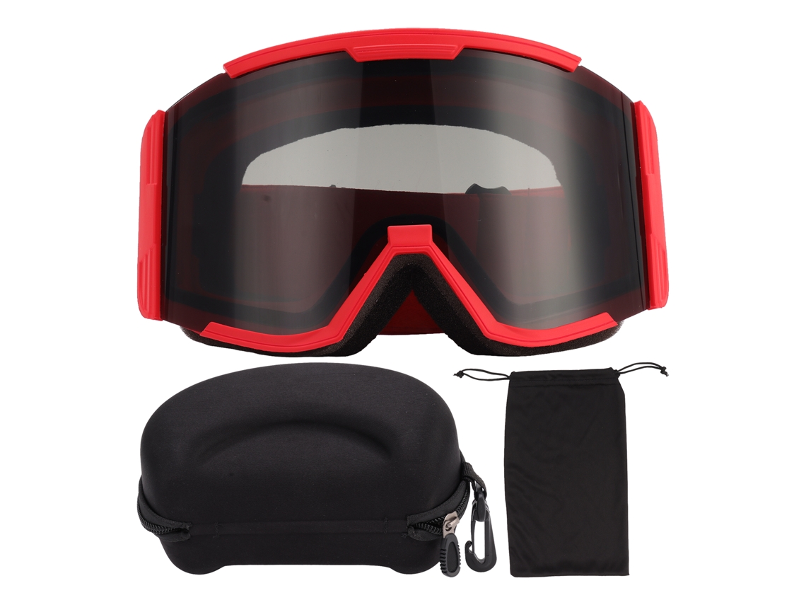 Gafas De Esquí Adulto De Doble Capa Antideslumbrantes Antiniebla Campo Amplio Para Nieve Escalada Marco Rojo Lente Gris