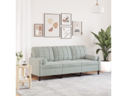 Sofá De 3 Plazas Con Cojines Terciopelo Gris Claro 180 Cm