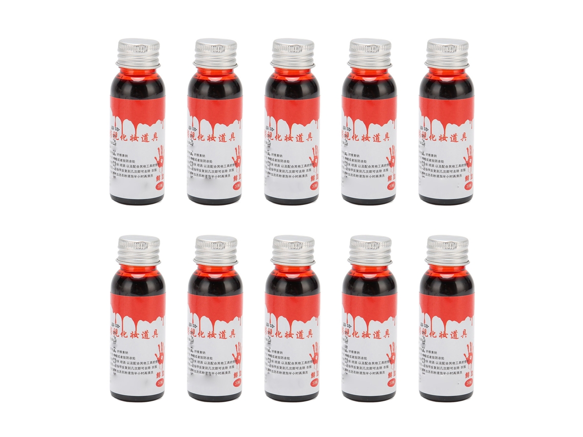 10 Piezas De Sangre Falsa De 30 Ml, Seguras Y Lavables, Con Efectos Realistas Para Maquillaje De Cosplay De Halloween.