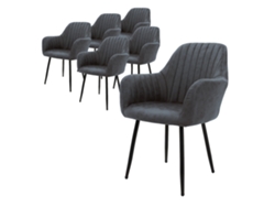 6X Cadeira de Jantar / Sala de Estar Assento Ergonómico Pernas de Metal Antracite de Veludo ML-DESIGN