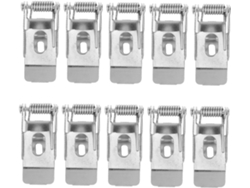 Juego de 10 clips de montaje con resorte para focos empotrables, compatibles con paneles LED y accesorios.