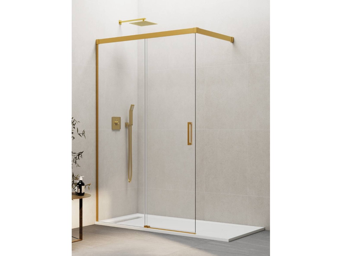 Mampara De Ducha Frontal Walk-in 1+1 Thalassa (basic) 80 Cm Perfil Titanio Cristal Transparente