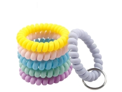 2026-6 Piezas Llavero De Muñeca De Resorte Plástico Flexible Espiral Para Adultos Y Niños