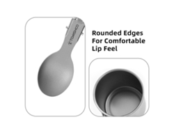 Taza De Viaje Con Cuchara De Titanio Puro Con Asa Plegable Para Camping Ligero, 450 Ml.