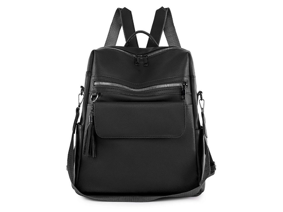 Mochila ligera e impermeable para mujer, bolsa de viaje antirrobo, bandolera ajustable y convertible, negra.