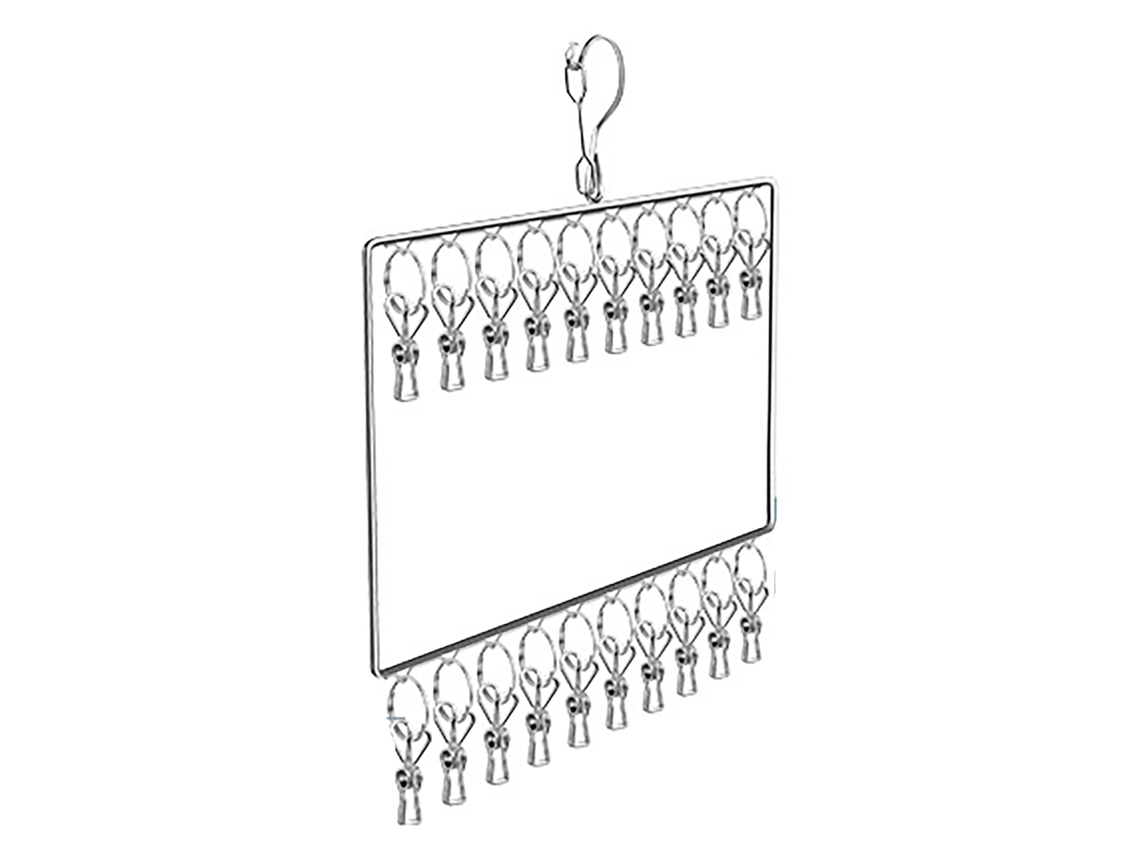 Tendedero De Acero Inoxidable, 2 Niveles, 20 Pinzas Para Calcetines, Pañales Y Ropa De Bebé.