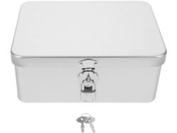 Almacenamiento Hojalata Cerradura Llave Pequeña Rectangular Metal Plateado Objetos Valor Organizador Seguro