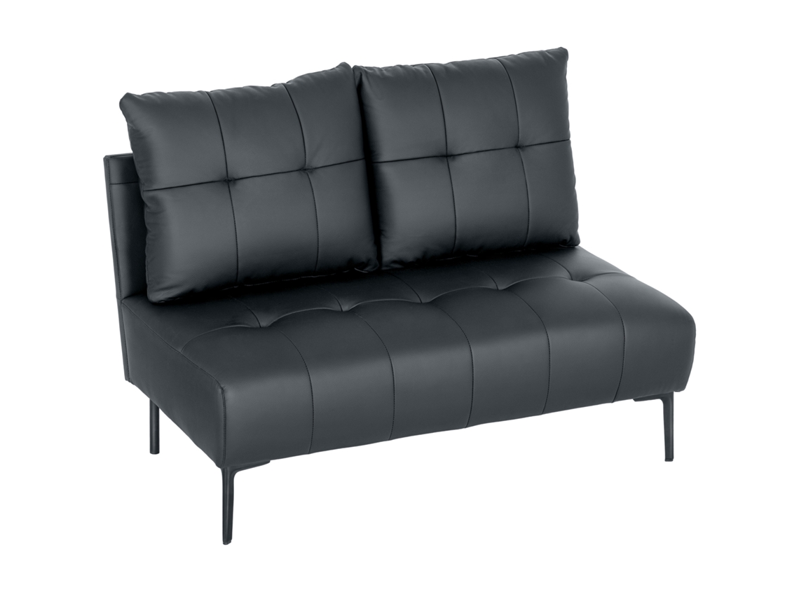 Sofá De 2 Plazas En Piel Sintética Sin Reposabrazos Y Acolchado Con Botones, 115x73x83 Cm, Negro.