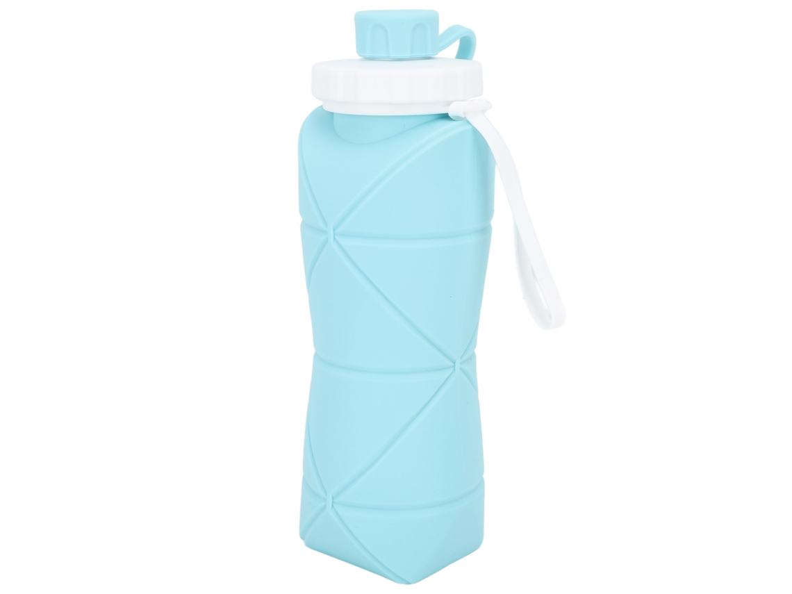 Botella De Agua Plegable De Silicona Para Viajes, A Prueba De Fugas, 600 Ml, Azul, Para Gimnasio, Senderismo Y Deportes.
