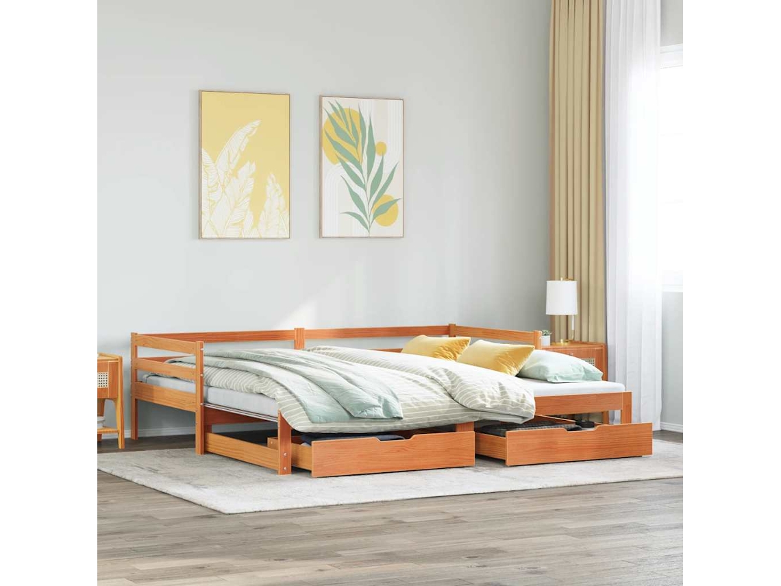 Sofá Cama Nido Con Cajones Madera Maciza De Pino 90x190 Cm