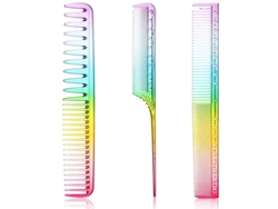 3 Peines De Corte Fino Antiestáticos Y Resistentes Al Calor Para Peluqueros (arcoíris)