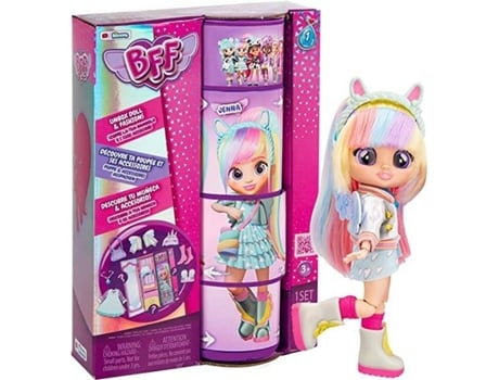 Muñeca BFF BY BEBÉS LLORONES Coleccionable Jenna Fashion con ropa y 9 accesorios