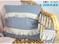 Almofada Con Franjas De Algodão Cinzento 45*45cm BOD HOME