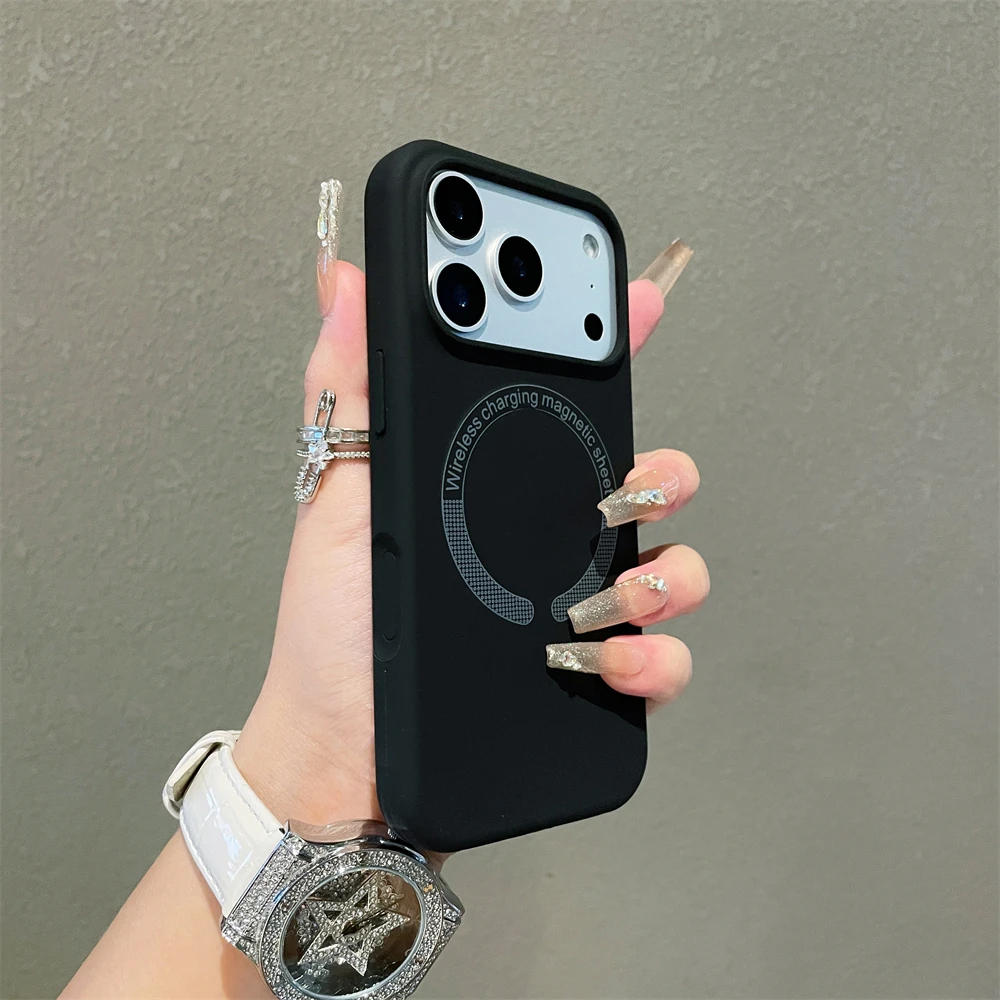 (negro, Iphone 13 Pro Max) Funda Para Teléfono De Silicona Líquida Suave Con Acabado Mate, Compatible Con La Carga Inalámbrica Magnética Magsafe.