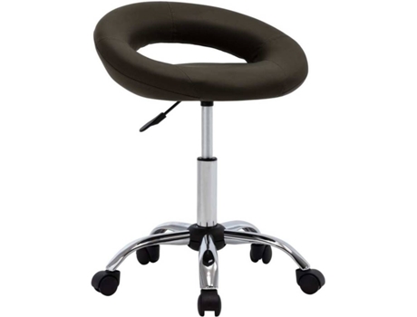 vidaXL Silla de trabajo con ruedas cuero sintético marrón