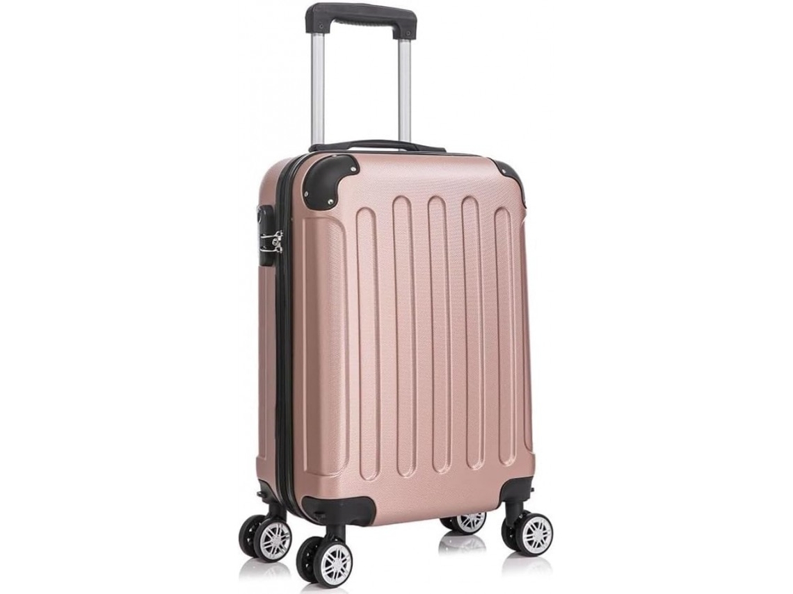 Maleta Equipaje De Mano Cabina Viajar En Avión Rígida Viaje 4 Ruedas 360º Color Oro Rosa DED
