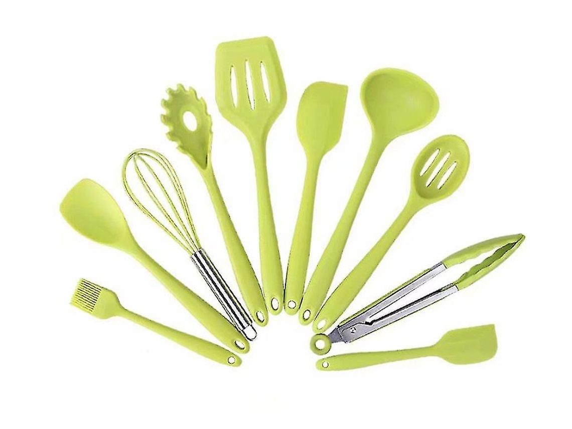 Juego de 10 utensilios de cocina de silicona antiadherentes Nostalgia88 (verde)