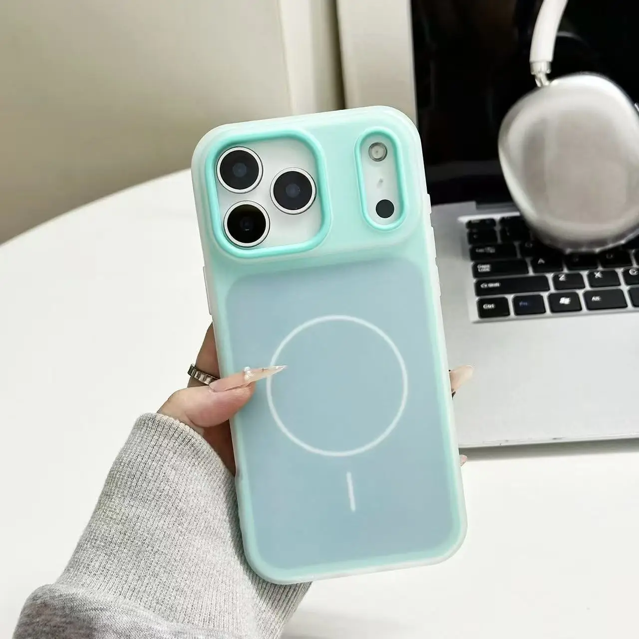 (iphone 16 Plus, Azul Cielo) Funda Magnética 2 En 1 Para Teléfono, Compatible Con Carga Inalámbrica Magsafe, Acabado Mate.