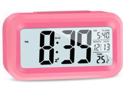 Reloj despertador digital LCD Yuysan, reloj digital inteligente con repetición de datos de temperatura, color rojo
