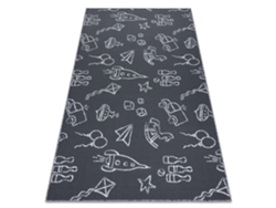 Alfombra Para Niños Toys Juguetes, Divertido - Gris (100 x 500 cm)